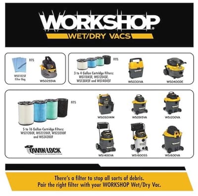 Stofzuigerzakken voor Nat/Droog Gebruik - Fijnstof Collectie voor 12 tot 16 Gallon Shop Vacuums (2-Pack)