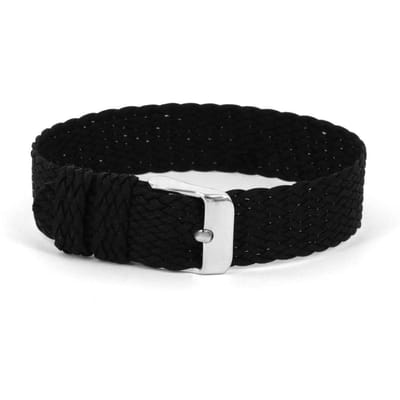 Horlogeband WH25 Perlon Nylon Zwart 22mm