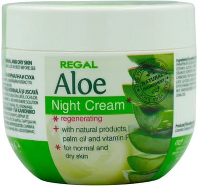Regal Aloe Night Cream – Hydraterende Crème met Natuurlijke Aloë Vera, Palmolie en Vitamines E & F – voor Gevoelige, Normale & Droge Huid – 100ml