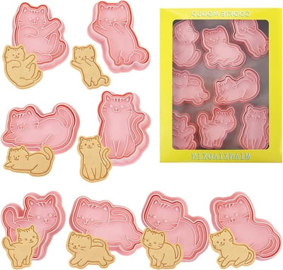 8 kattenvormige koekjesmessen, deegvormen voor gebak, dierlijke vormen voor kinderverjaardagen, fondant