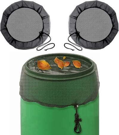 Set van 2 weerbestendige regenwaternetten voor watertank - Premium regenvathoes met trekkoord - 80 cm - voor bladeren en kleine dieren