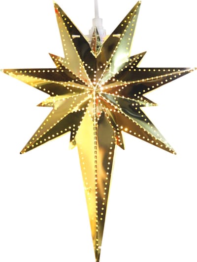 Star Trading Asymmetrische metalen ster 'Betlehem' met E14-fitting, elektrisch aangedreven, messing, H 35 cm