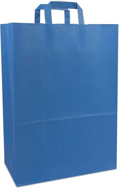 Cadeautasjes met platte handgreep, budget tassen blauw, 22x10x31cm (250 stuks)