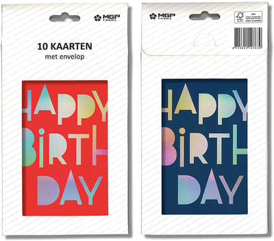 MGPcards - 20x dubbele wenskaart met witte envelop - Verjaardag - 11.5 x 17 cm
