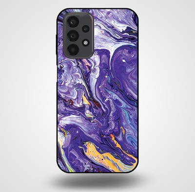 Smartphonica Telefoonhoesje voor Samsung Galaxy A23 met marmer opdruk - TPU backcover case marble design - Goud Paars geschikt voor Samsung Galaxy A23