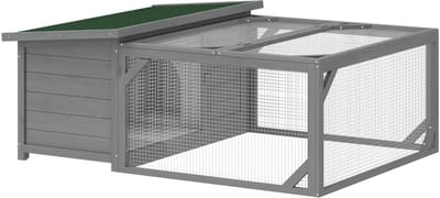 PawHut Konijnenhok-Vurenhout-125,5L x 100B x 49H cm-Grijs