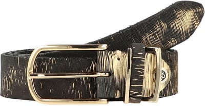 b.belt Riem Cuno Ledergürtel W100 Black / Gold Metallic Zwart Veelkleurig