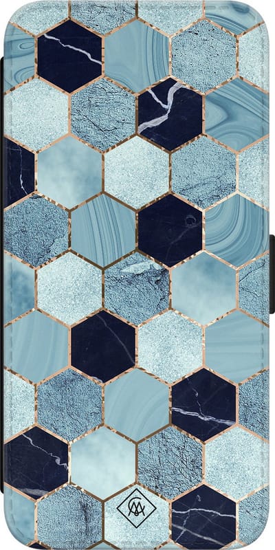 Casimoda® bookcase - Geschikt voor Samsung Galaxy S23 - Hoesje met pasjeshouder - Blue Cubes - Blauw - Kunstleer