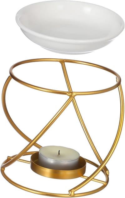 Metalen Wax Warmer - Geurverspreider Kaars - Geuren Verspreiden - Theelicht Gecontroleerde Warmte - 10 x 9.7 cm - Goud