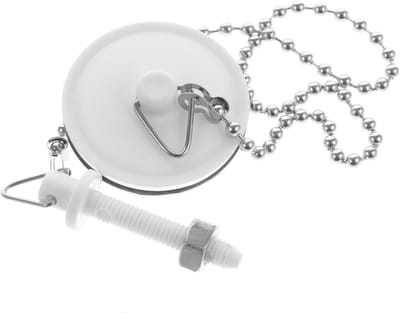 Afvoerstopsleutel met Ketting - Badkuip Stopper - Voorkomt Verstoppingen - Roestvrijstalen Ketting - 36 cm Lengte - Wit