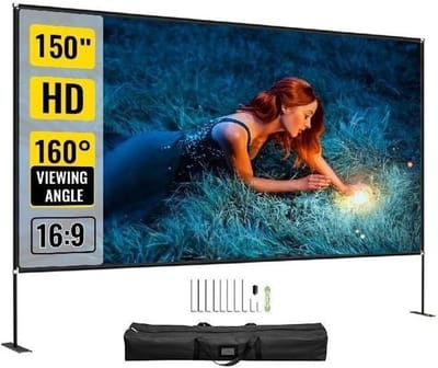 Projectiescherm Met Standaard - Thuisbioscoop Scherm - Buiten Films Kijken - 160 Graden Brede Kijkhoek - 100 Inch 16:9 - Wit