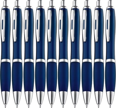 SnelShoppen - Ergonomische balpen, pak van 10, blauwe inkt, comfortabele grip, ideaal voor schrijven, kantoor, school, thuis, 0.7 mm punt