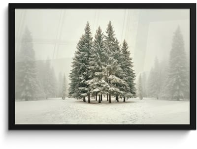 Poster in lijst - Fotolijst 60x40 cm - Posters - Bomen - Sneeuw - Wit - Posterlijst zwart - Decoratie - Wanddecoratie woonkamer - Muurdecoratie slaapkamer