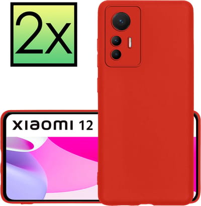 Hoesje - 2 Stuks - Geschikt voor Xiaomi 12 Lite - Sterk & Shockproof - Case Siliconen - Back Cover - Telefoon Hoes - Rood