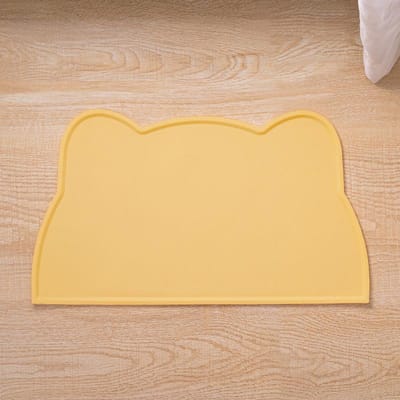 Tapis en silicone pour animaux de compagnie, tapis d'alimentation pour animaux de compagnie, bol étanche pour chien et chat, tapis de nourriture, plateau d'alimentation pour chiots, coussin d'eau, napperon jaune