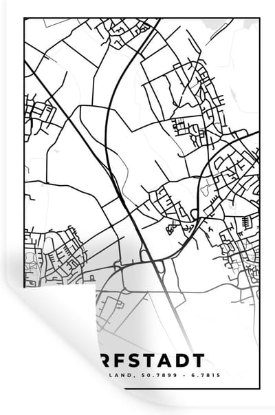 Muurstickers - Sticker Folie - Stadskaart - Kaart - Plattegrond - Erfstadt - 20x30 cm - Plakfolie - Muurstickers Kinderkamer - Zelfklevend Behang - Zelfklevend behangpapier - Stickerfolie