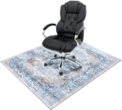 Vloerbeschermingsmat 90 x 120 cm voor bureau en gamingstoel - Krasbestendige onderlegger voor hardhouten vloeren in blauw