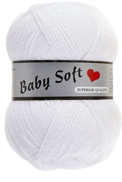 Lammy Yarns - Baby Soft - Kleur 005 wit - 5 bollen dun acrylgaren - haakgaren - breigaren - pendikte 3mm