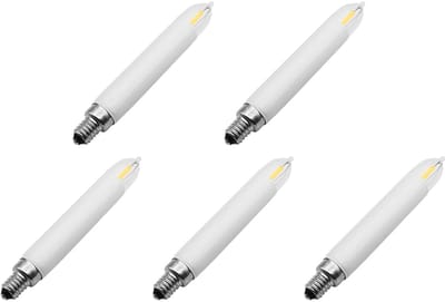 Reserve Kerstlampjes E10 LED Filament Kaars - 5 stuks - 10-55V - 0.2W - 2200K - 10.5cm - Warm wit licht