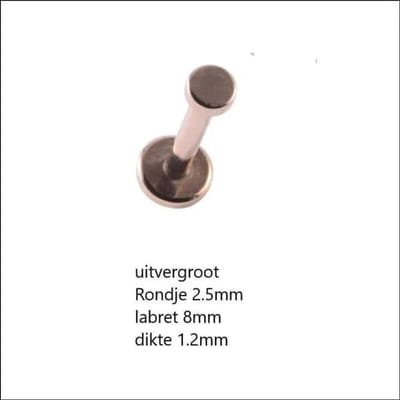 Aramat Jewels - Roségouden helix labret rondje 2.5mm -Geen verkleuring