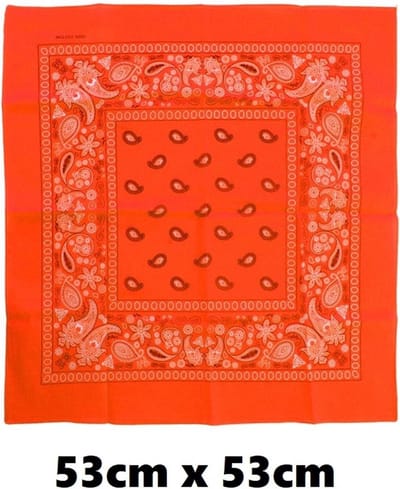 6x Zakdoek fluor oranje met motief 53cm x 53cm - - zakdoek bandana boeren carnaval feest sjaal festival themafeest