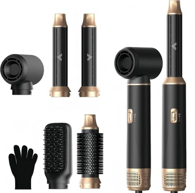 5 in 1 airstyler multistyler föhn borstel set krultang stijltang en volumeborstel warmelucht stylingtool zwart