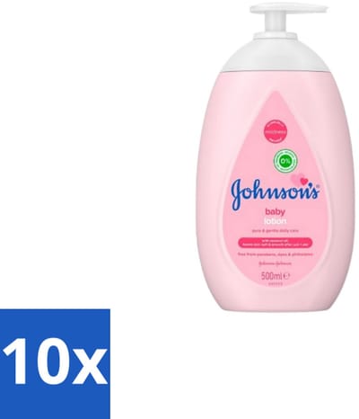 10 x Johnson’s Baby – Bodylotion – Zacht & Verzorgend – 500 ml - Baby Lotion - Baby Hydratatie - Kokosolie Baby - Gevoelige Huid - Babyhuid Verzorging