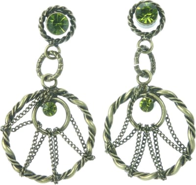 Behave - Oorsteker met ronde hanger en steentjes - Bohemian stijl
