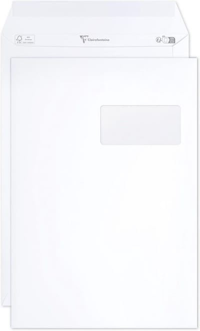 Enveloppen C4 - Zakelijke enveloppen Postenvelop - Post versturen - Met venster - 229 x 324 mm - Wit