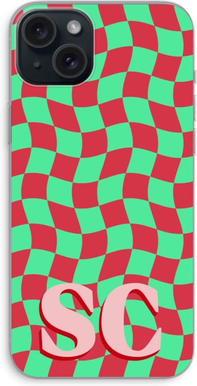 Gepersonaliseerd - Case Company® - Hoesje geschikt voor iPhone 15 Plus hoesje - Grid Monogram - Soft Cover Telefoonhoesje - Bescherming aan alle Kanten en Schermrand
