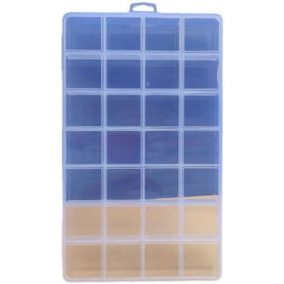 Boîte de Rangement en Plastique Transparent 28 Compartiments ABS Transparent Boîte Organisateur Petit Objet pour Bijoux Élastiques à Cheveux blue