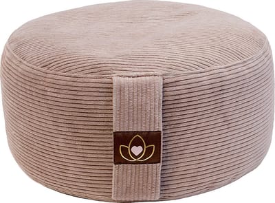 Meditatiekussen eco rib taupe rond - Lotus | Yoga kussen
