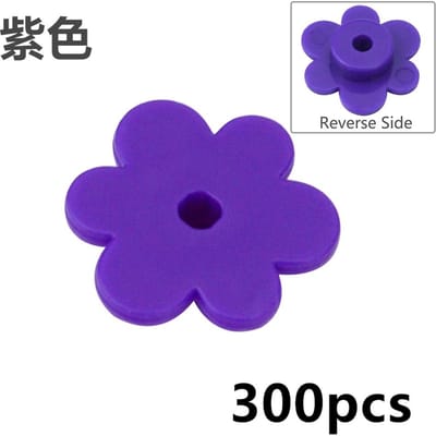 300 Stuks Moc Zesbladige Bloem Bulk Plant Met Ronde Gaten Gras Tuin Decoreren Straatbeeld Bouwsteen Kind Speelgoed Compatibel 3742