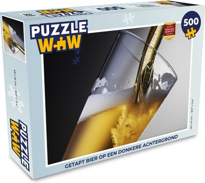 Puzzel Getapt bier op een donkere achtergrond - Legpuzzel - Puzzel 500 stukjes
