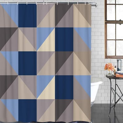 Oranje Driehoek Geometrie Oranje Waterdichte Badkamerdecoratie Douchegordijn met Haak Badgordijnen Badkameraccessoires 180Wx200H CM