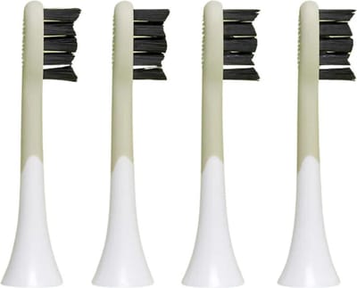 BOOM Opzetborstels - Regular - 4-Pack Wit - W-vormige Kop met Tongschraper - Voor de Sonische Tandenborstel van BOOM - Borstelkopjes - Ruim een Half Jaar Poetsen