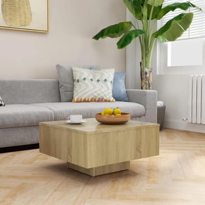 Salontafel Vierkant - Koffietafel Woonkamer - Decoratie Plaatsen - Robuust Ontwerp - 60 x 60 cm - Sonoma Eiken