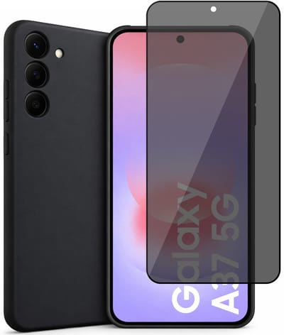 Hoesje geschikt voor Samsung Galaxy A37 – MatteShield Back Cover – Zwart – Privacy Screenprotector Full Cover