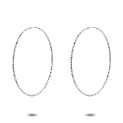 Twice As Nice Oorbellen in zilver, gebeiteld, 38 mm