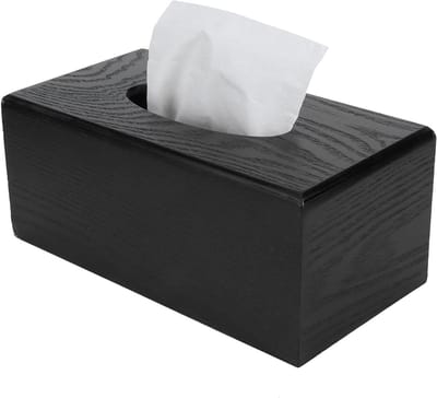 Ronte - Tissue Box Cover Rechthoekig Zwart Houten Tissuehouder Badkamer Slaapkamer Servethoes Büro Keuken