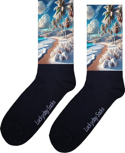 Strand - Opkikker - Grappige sokken - Valentijn cadeau - Verjaardagscadeau - Leuk kado - Sint cadeau - Leuke sokken - Vrolijke sokken - Cadeautje - Grappig cadeau - Kerstsokken - Vaderdag - Moederdag - Kerstcadeau - Sneeuw - Socks maken Happy - 37-44
