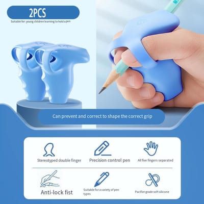 Nieuwe Kinderen Vormgevende Etui Beugel Schrijfhouding Zachte Siliconen Correctie Woordoefening Penzak blauw