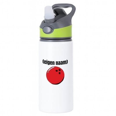 Hacebo® - bowlingbal met eigen naam waterfles met rietje groen - Bowlen - bowlers - sport - verjaardagscadeau - klein cadeautje - kado - gift - geschenk - verrassing - water fles - 650ML