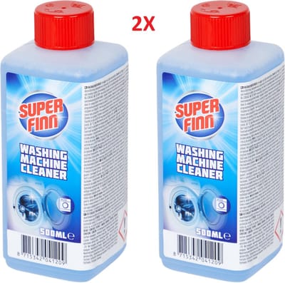 Super Finn Wasmachine Reiniger 2 x 500ml | Wasmachine Schoonmaakmiddel | Verwijdert Vet - Kalk En Nare Luchtjes | Frisse Geur