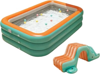 Damenzo - Zwembad - Zwembaden - Zwembad opblaasbaar - Zwembad opblaasbaar rechthoek - Inclusief glijbaan - 210x145x56 cm - PVC