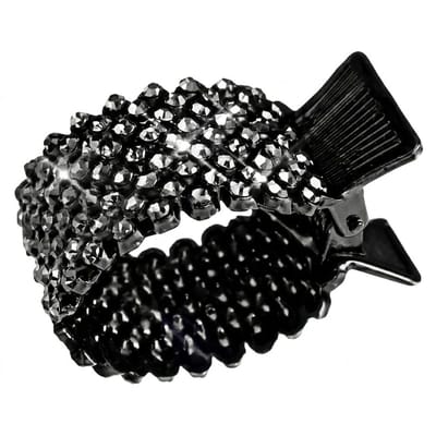 Luxe haarclip met strass – zwarte glitter haarclip – mini claw clip – diamantlook hair clip – stevige grip – haaraccessoire voor dames
