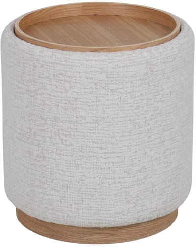 DÉJA Living Bijzettafel Marcia - Rond Beige/Naturel - Incl. Opbergruimte - Ø40cm