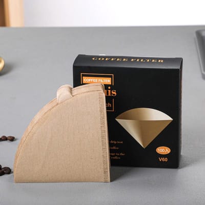 Koffiefilterpapier Standaard Eenmalig Gebruik Overgiet Kegelfilters Natuurlijke Bamboevezels 100 stuks Voor Barista Koffiezetten natuurlijk