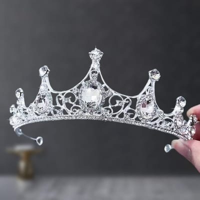 Couronne Tiara pour Enfants Couronne de Petite Princesse Serre-tête d'Anniversaire Filles Accessoires Cheveux en Cristal Cadeau d'Anniversaire gray