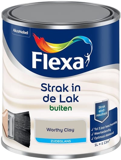 Flexa - Strak In De Lak Buitenlak Zijdeglans - Worthy Clay - Mengverf - 1 L